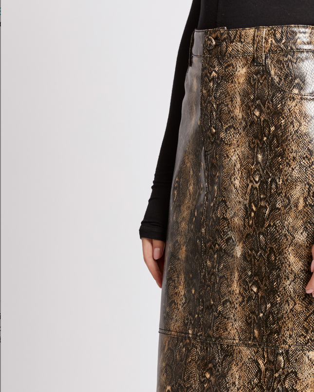 French Connection Brandy PU Snakeskin Skirt