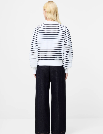 French Connection Sunday Sweat Striped Sweatshirt - Linen White/Blue