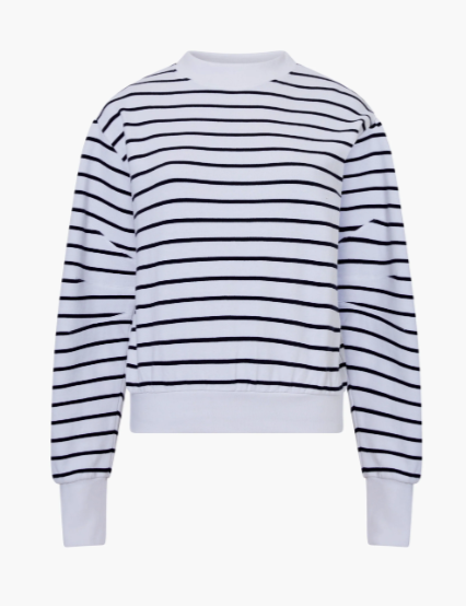 French Connection Sunday Sweat Striped Sweatshirt - Linen White/Blue