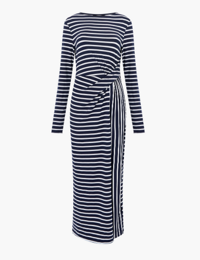 French Connection Kyra Jersey Dress - Navy/White