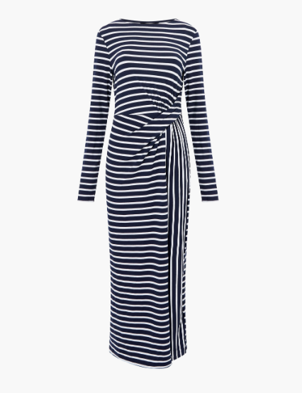 French Connection Kyra Jersey Dress - Navy/White