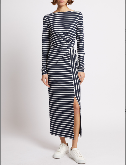French Connection Kyra Jersey Dress - Navy/White