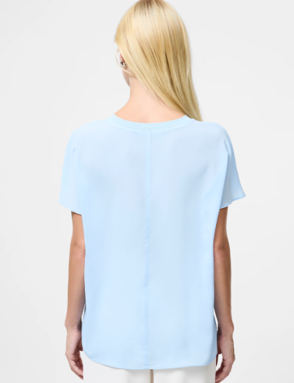 French Connection Crepe Light Crew Neck Top - Arctic Blue