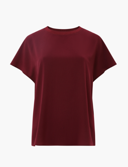 French Connection Crepe Light Crew Neck Top - Bordeaux Red