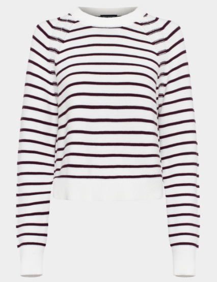 French Connection Lily Mozart Stripe Knit - White/Burgundy