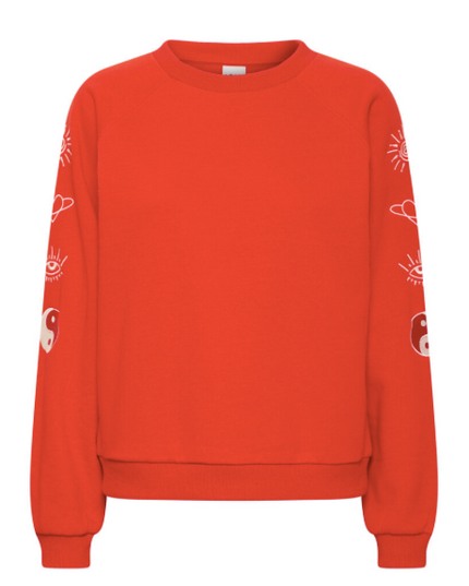 Lela Embroidered Sweatshirt - Red