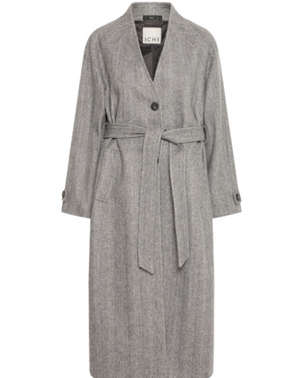 Jannet Herringbone Coat - Grey Melange