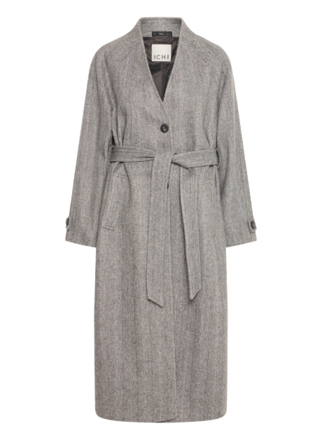 Jannet Herringbone Coat - Grey Melange