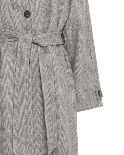 Jannet Herringbone Coat - Grey Melange