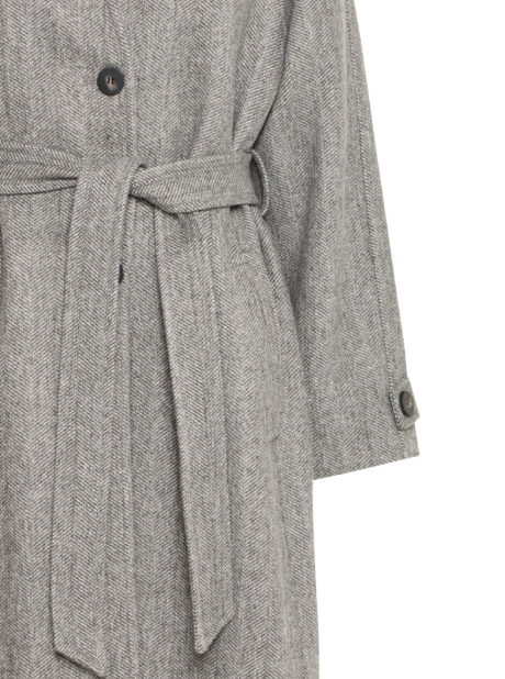 Jannet Herringbone Coat - Grey Melange