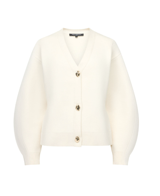 French Connection Missy Knit Cinched Waist Cardigan - Porcelain Cream