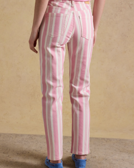 Joules Straight Leg Mid Rise Jeans - Pink Stripe