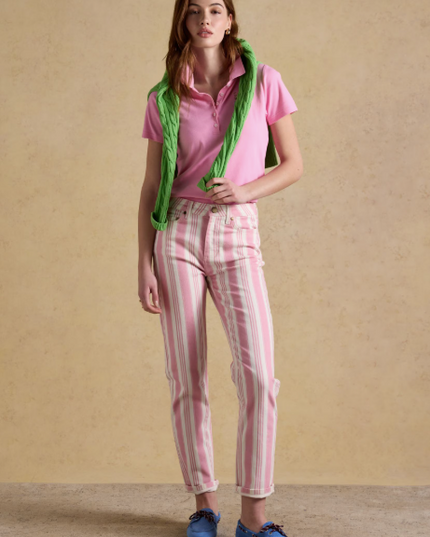 Joules Straight Leg Mid Rise Jeans - Pink Stripe