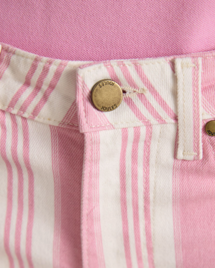 Joules Straight Leg Mid Rise Jeans - Pink Stripe