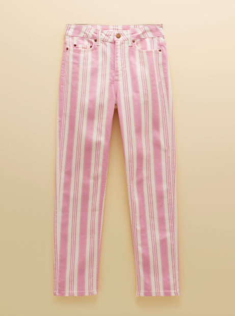 Joules Straight Leg Mid Rise Jeans - Pink Stripe