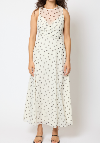 French Connection Emma Chiffon Godet Dress - Cream/Black