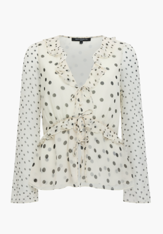 French Connection Valeria Chiffon Top - Cream/Black
