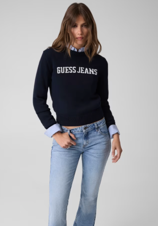 Guess Jeans Intarsia Crewneck Knit - Navy