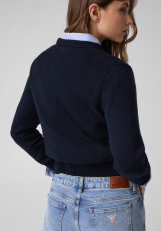 Guess Jeans Intarsia Crewneck Knit - Navy