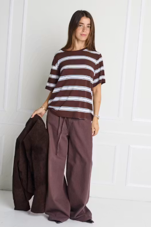 Rebetta Striped Tee - Chicory Coffee