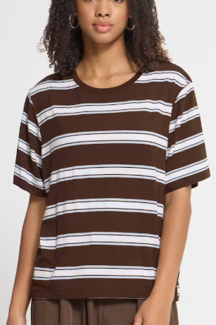 Rebetta Striped Tee - Chicory Coffee