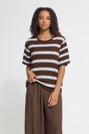 Rebetta Striped Tee - Chicory Coffee
