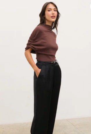 Adhara Knitted Poncho Top - Chocolate