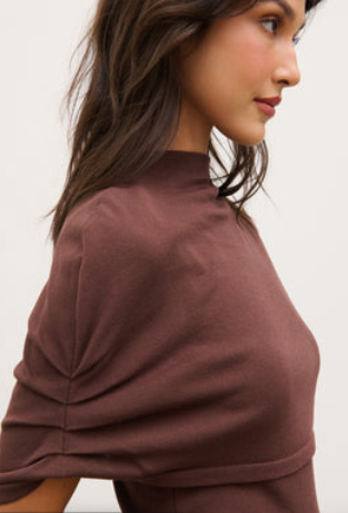 Adhara Knitted Poncho Top - Chocolate