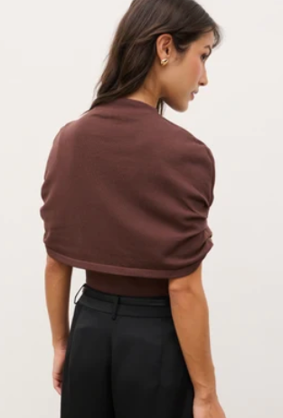 Adhara Knitted Poncho Top - Chocolate