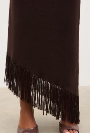 Polly Fringe Maxi Skirt - Chocolate