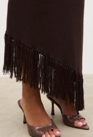 Polly Fringe Maxi Skirt - Chocolate