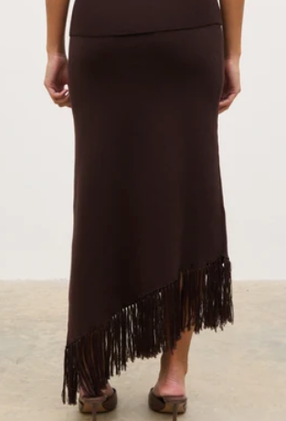 Polly Fringe Maxi Skirt - Chocolate