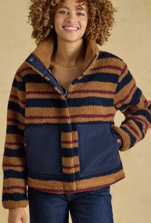 Joules Lottie Striped Fleece - Tan