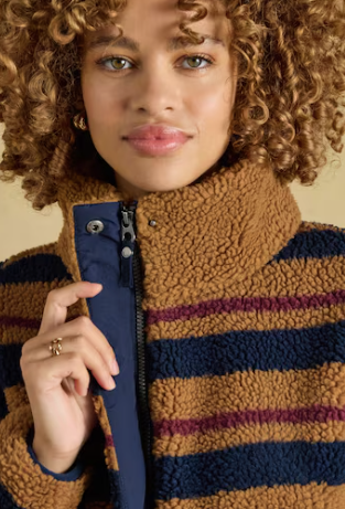 Joules Lottie Striped Fleece - Tan