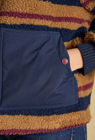 Joules Lottie Striped Fleece - Tan