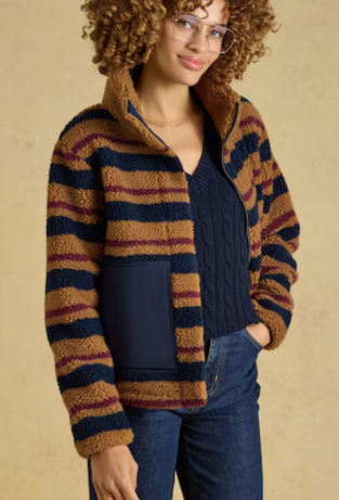 Joules Lottie Striped Fleece - Tan