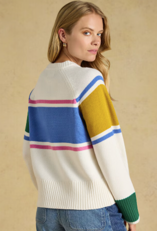 Joules Apres Colourblock Knitted Jumper - Cream