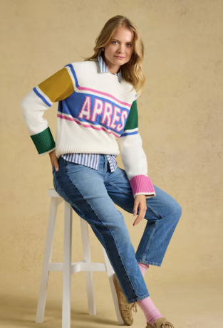 Joules Apres Colourblock Knitted Jumper - Cream