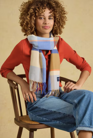 Joules Langtree Scarf - Blue/Cream Check