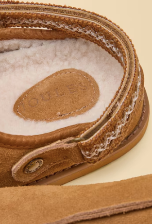 Joules Suede Faux Fur Lined Clogs - Chesnut