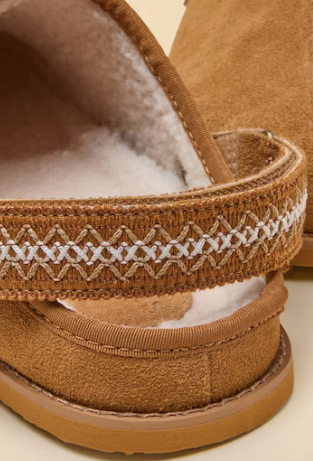 Joules Suede Faux Fur Lined Clogs - Chesnut
