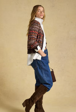 Joules Rodeo Knit Blend Cardigan - Chocolate