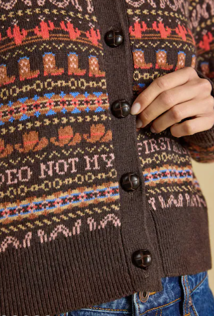 Joules Rodeo Knit Blend Cardigan - Chocolate