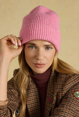 Joules Fine Knit Beanie - Pink