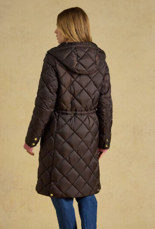 Joules Chessington Diamond Quilted Coat - Chocolate