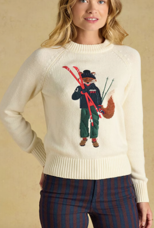 Jonty Fox Ski Crew Neck Knit Jumper - Cream