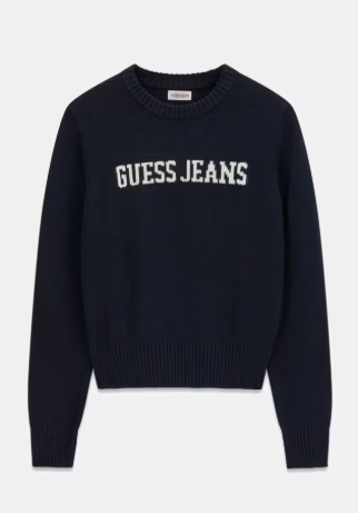 Guess Jeans Intarsia Crewneck Knit - Navy