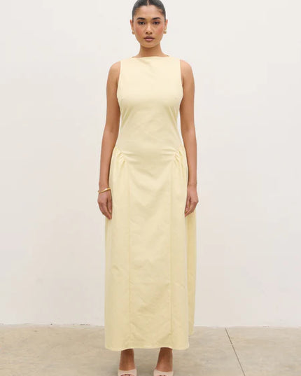 Sylvie Slash Neck Midaxi Dress - Lemon