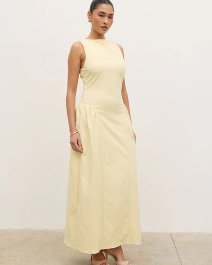 Sylvie Slash Neck Midaxi Dress - Lemon