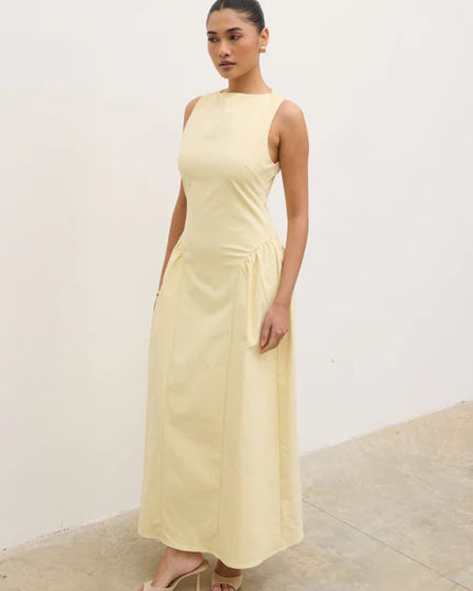 Sylvie Slash Neck Midaxi Dress - Lemon